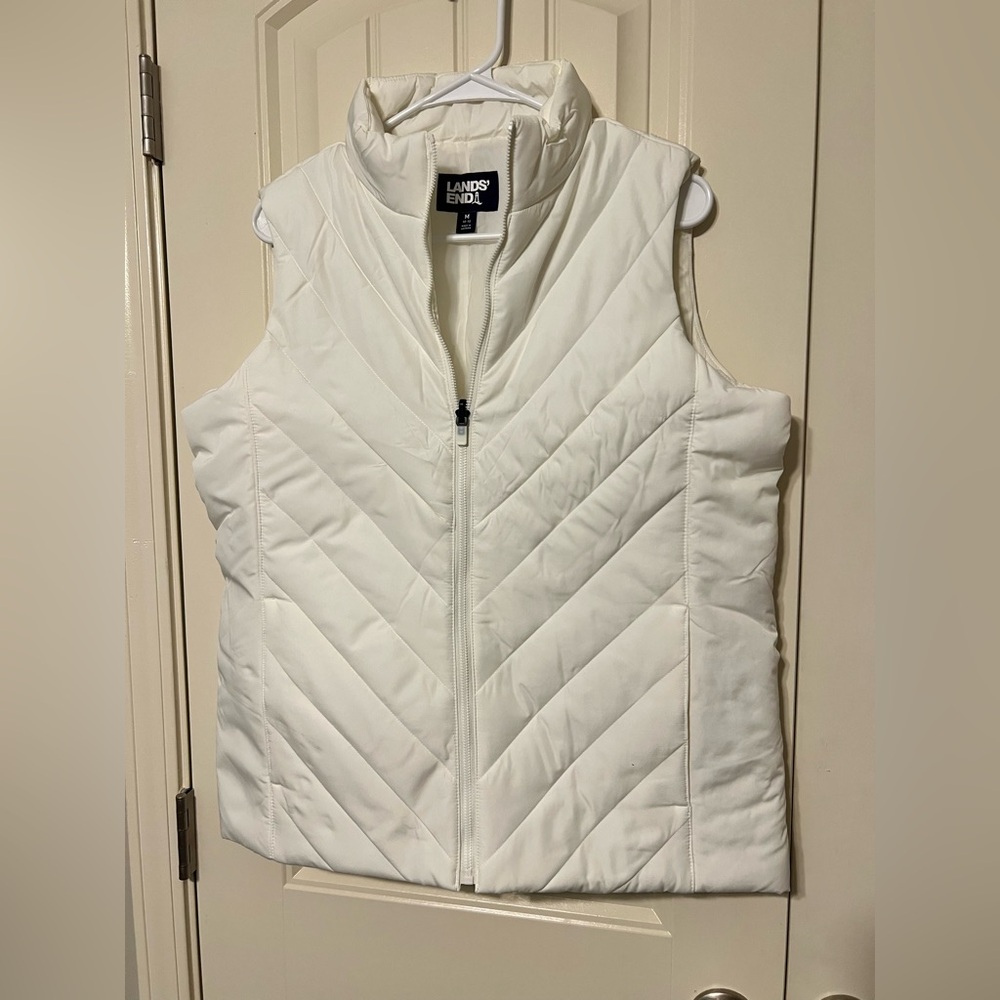 Lands' End Women's Ivory Quilted Puffer Vest